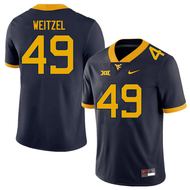 Men #49 Trace Weitzel West Virginia Mountaineers College Football Jerseys Sale-Navy
